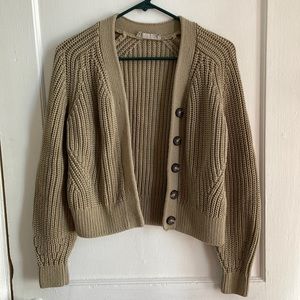 Everlane Texture Cotton Cardigan Green XS EUC